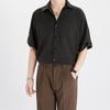 Camisa de Hielo para Hombre Estilo Ligero y Maduro Manga Corta de Verano Delgada Holgada con Caída Sin Planchar