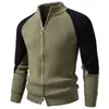 2026 Otoño/Invierno Transfronterizo para Hombre Cuello Alto Cremallera Cárdigan Tejido Bloque de Color Casual Grueso Moda Suéter Chaqueta para Hombre