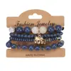 Pulseira de Contas de Vidro Fashion Conjunto de 4 Peças, Estilo Férias, Pingente de Elefante Quente em Venda no Sudeste Asiático, Pulseira Elástica Color-Blocking