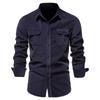 Camisa de negocios básica de pana japonesa de algodón de otoño para hombre, camisa informal ajustada, chaqueta nueva de manga larga para hombre
