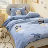 Capa de Edredom Infantil de Lã de Leite Peça Única Inverno Veludo Plus Acolchoada Fleece de Coral Plush Cobertura de Colchão para Meninos de Jardim de Infância
