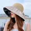 Sombrero de Sol de Vinilo con Lazo para Mujer, Verano, Protección Solar, Sombrero de Sol de Ala Ancha, Calado, Cubre Rostro Anti-UV, Sombrero de Pescador