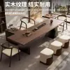 Nova Mesa de Chá de Ardósia com Textura de Madeira Sólida Estilo Chinês, Mesa de Chá de Casa de Alto Padrão, Mesa de Chá Grande para Sala de Estar, Escritório, Recepção