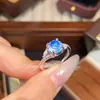 Produto de sucesso em live streaming no TikTok: Anel de fogo com corte de fogos de artifício de topázio e água-marinha para mulheres, design de alta qualidade com incrustação de diamante de alto carbono com corte marquise