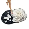 Alfombra de piso antideslizante absorbente de agua con efecto tridimensional 5D de flor de mariposa para baño del hogar, de secado rápido y resistente al desgaste