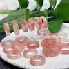 Anel de Jade Esmeralda Tianshan Cor de Flor Flutuante Meio Paisagem Anel de Dedo Retrô Flor de Pessegueiro Antiga Anel Verde Infusão Anel Corrente Joia