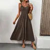Falda Texturizada Transfronteriza Amazon Europa y América 2025 Verano Nuevo Vestido Casual Plisado con Tirantes Sin Mangas