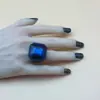 Anel de Resina Quadrado Octogonal Diamante Estilo Ins Novo Retro Colorido Simples Criativo Anel Doce