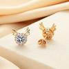 Pendientes de alce artísticos vivos para mujer, exquisitos pendientes de asta navideños de lujo ligeros de moda en oro champán que no se decoloran, joyería