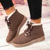 Botas altas estilo Martin forradas de polar transfronterizas, botas de trabajo retro, botas amarillas, zapatos casuales versátiles de invierno engrosados, antideslizantes, resistentes al desgaste para mujer