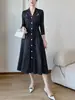 Vestido estilo Miyake, falda plisada inspirada en Chanel, cárdigan de un solo botón, falda de línea A adelgazante que ciñe la cintura, vestido elegante