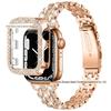 Adequado para Apple iWatch 10ª Geração Pulseira de Relógio com Padrão Metálico e Diamantes + Capa Protetora de PC com Fileiras Duplas de Diamantes Pulseira Apple Watch