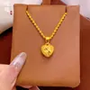 Colar Pingente Coração de Cobre Fosco Banhado a Ouro para Mulheres, Corrente de Clavícula Coração Pêssego Sólido Minimalista Francês de Luxo, Conserva a Cor