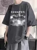 2025 Novo Estilo de Verão Manga Curta Juventude Estilo Hong Kong Fresca Camiseta de Manga Curta para Meninos Versátil Tendência Marca Top Solto