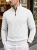 Roupas masculinas eBay transfronteiriças estilo americano jacquard texturizado listra vertical meia-zip gola alta manga longa moletom casual de puxar