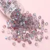 Cuentas de vidrio doméstico de 4 mm para arroz, doble color aurora, cuentas de doble punta, hilo de oro, cuentas hechas a mano para pulsera DIY, accesorios de material