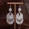 Pendientes Miao Étnicos de Borla Larga Estilo Nuevo, Pendientes Exagerados de Declaración de Moda Estilo Étnico de Plata Miao de Lujo Ligero
