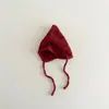 Chapéu de Bebê Qiunan Outono Inverno Novo Estilo Pontudo Cor Sólida Tricô à Prova de Vento Quente Criança Pequena Bebê Criança Pequena Proteção de Orelha Chapéu