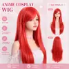 Peruca Europeia e Americana 80cm Franja Longa Colorida Cabelo Longo Liso Peruca Anime COS Seda de Alta Temperatura Fibra Química Cabelo Cobertura de Cabeça
