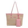 Primavera y Verano Nuevo Estilo Coreano Simple Costuras en Color Contrastante Versátil Bolsa Tote Tejida Gran Capacidad Commuter Hombro Crossbody