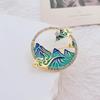 Nuevo Broche Estilo Chino Qianli Jiangshan Marea Nacional Corsage de Gama Alta Pin de Goteo de Aceite con Pedrería Joyería para Ropa Hanfu Cheongsam Solapa de Presión