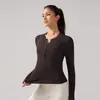 Top de Treino Fitness Respirável ao Ar Livre Manga Longa Esportivo Yoga Fitness Feminino Corrida Roupa de Yoga Camiseta