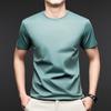 Camiseta de seda morera de manga corta, ligera, de lujo, de color liso, con cuello redondo, fina, de alta gama, combinable, suave y transpirable para hombre, estilo verano 2024