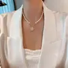 Colar de Coração Feminino Design Avançado Senso de Moda Nicho Joias de Luxo Leve Colar de Pérolas Gargantilha Corrente da Clavícula Acessórios com Pingente