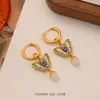 Originales Nuevos Pendientes de Mariposa con Gota de Aceite de Moda de Lujo Ligero Estilo Chino Temperamento Exquisito de Gama Alta Nicho Retro Versátiles