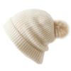 Gorro de Cachemir para Mujer 100% Cachemir Puro Otoño e Invierno Nuevo Hilo de Tres Hebras Pompón Engrosado Protege Orejas Tejido Cálido