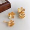 ¡Flores de riqueza humana! Pendientes Antiguos Medios Pendientes de Flores Estilo Corte Retro Dos Formas de Uso Moda Sentido de Alta Gama Pendientes de Oro