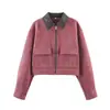 Atacado Fabricante de Roupas Femininas Transfronteiriço 2026 Aliexpress Mais Vendido Jaqueta Patchwork de Veludo com Gola de Couro