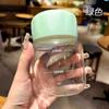 Copo de água portátil de vidro feminino, copo pequeno transparente de leite de soja com tampa e copo fofo e gordo