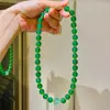 Conjunto de Pulseira e Colar com Design de Crisoprásio Natural de Alta Qualidade, Transparente como Gelo, 10mm