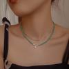Collar Vintage de Turquesa Imitación para Mujer, Versátil y de Alta Gama, Cadena para Clavícula de Verano de Nicho con Perlas, Joyería Transfronteriza de Nuevo Estilo Chino