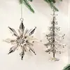 Ciervo de Navidad Pequeños Adornos Colgantes de Copo de Nieve Navideño Oro Plata Exquisitos Cascabeles de Ciervo Hojas de Arce Venta al por Mayor