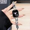 Pulseira de Metal Estilo Corrente com Laço Cravejado de Diamantes Adequada para Apple 10 S11 Huawei 11 Fit5Gt6 Xiaomi 10