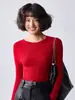Suéter de manga larga, de lana pura, a rayas, cuello redondo, de alta calidad, con efecto adelgazante, versátil para otoño e invierno, y que irradia un estilo elegante