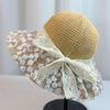 Estilo Coreano Nuevo Elegante Combinable Muestra el Rostro Pequeño Protección Solar Sombrero Cubeta para Mujer Lazo de Cinta Encaje Ala Ancha Parasol Sombrero de Pescador