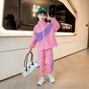 Conjunto para Meninas Infantil Celebridade da Internet Primavera Estilo Ocidental 2022 Novo Estilo Coreano Fashionável Esportivo Crianças Maiores Vestuário Conjunto de Duas Peças para Meninas