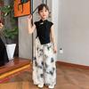 Verano Nuevo Traje de Estilo Nacional Estilo Chino Nuevo para Niñas 2024 Top de Pintura con Tinta para Niños Conjunto de Dos Piezas de Moda para Bebés