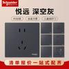 Schneider Electric Serie Yueyuan Panel de Interruptores y Tomas de Pared Color Gris Espacial Tipo 86 Cinco Agujeros Sin Marco Panel Grande