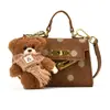 Bolso de lunares estilo coreano para niñas pequeñas, con un adorable charm de oso de peluche, un nuevo minibolso cruzado para bebés y niños