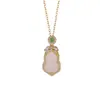 Collar Colgante de Ágata Calabaza de Plata de Ley S925 Yiluyin Nuevo Estilo Chino Fortuna y Prosperidad Cadena para Clavícula Conjunto de Collares de Plata para el Trabajo