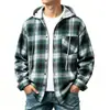 Nova camisa masculina xadrez de manga longa da marca trendy de comércio exterior para primavera e outono, versátil, casual, solta, com capuz, camisa para casal
