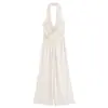 Vestido Midi de Verano para Mujer Transfronterizo Estilo Europeo y Americano Elegante con Cuello Halter Estampado de Lunares