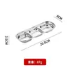 Plato para mojar de acero inoxidable 304 transfronterizo, Plato de sabor dorado estilo coreano, Plato de condimento para olla caliente comercial, Plato de salsa de múltiples compartimentos para barbacoa