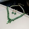 Aretes Cuadrados y Redondos con Diamantes y Tachuelas Plateadas, Collar, Cadena para Suéter Estilo Vintage de la Corte Francesa, Exquisito Set de Joyería de Alta Gama