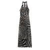 Vestido de verão feminino com estampa animal, gola halter, estilo europeu e americano 26486