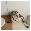 Bolsa Pequena Polca Dot Estilo Coreano da Moda para Mulheres, Nova Moda Saco da Sorte com Cordão, Bolsa de Ombro Cruzada tipo Balde